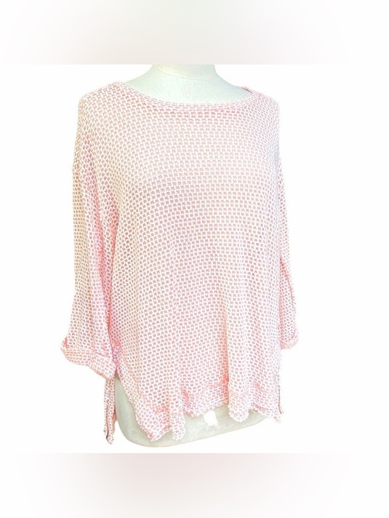 Umgee Tops - Umgee Blush Peach Waffle Knit High-Low Top